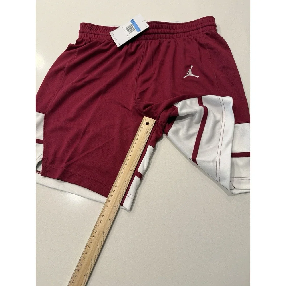 Jordan Stock Overtime Basketball Game Shorts Red White FQ5375-610 Mens Medium